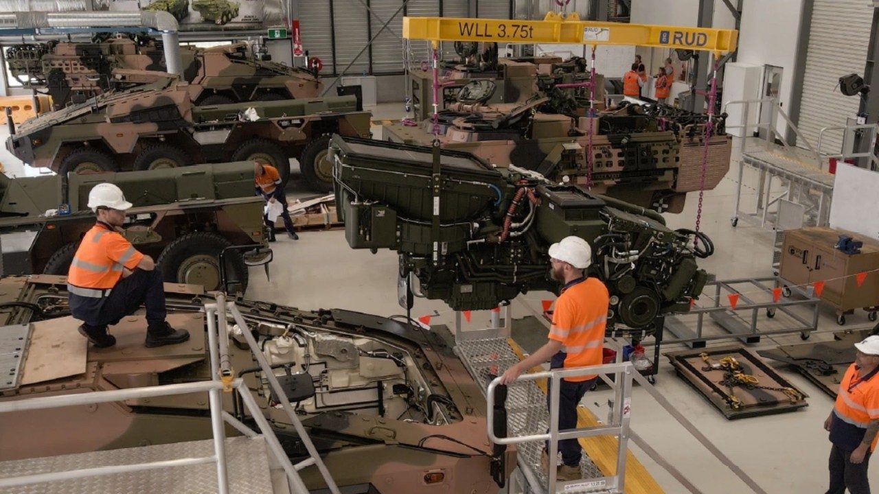 Workers at Rheinmetall’s Military Vehicle Centre of Excellence (MILVECHOE) in Queensland. 