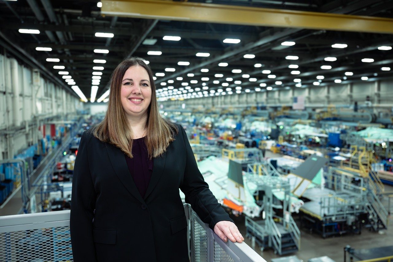 Kasey at a Lockheed Martin production floor.