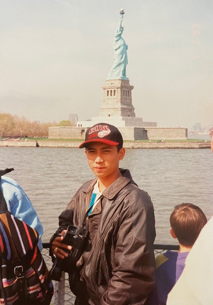 Macario visiting the Statue of Liberty. 